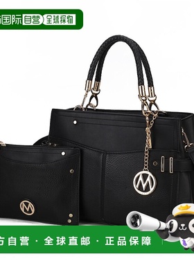 自营mia k collectionTenna 纯素皮革女式挎包配腕带 - 黑色 【美