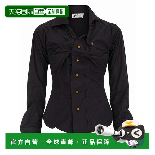 自营vivienne westwoodDrunken Fitted Twisted Front Shirt - bl