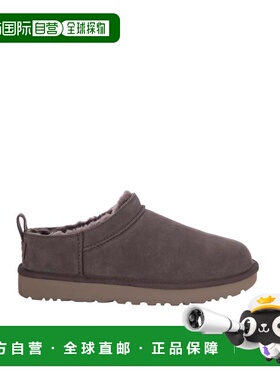 自营uggClassic Shearling-Lined Suede Slip-On Flats - grey 美