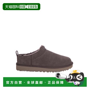 自营uggClassic Shearling-Lined Suede Slip-On Flats - grey 美