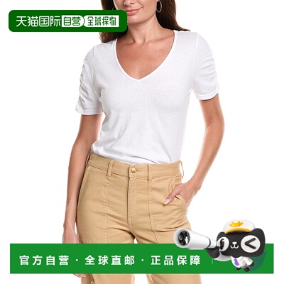 自营Michael Stars Josie Ruched Sleeve T-Shirt - white 美国奥