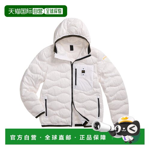 自营blauer白色波浪绗缝连帽聚酰胺羽绒服-白色 美国奥莱直发