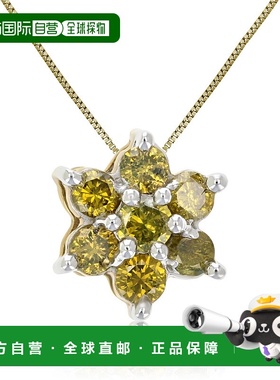 自营 vir jewels1/2 克拉黄钻簇复合吊坠项链 10K 黄金 - 黄色 美