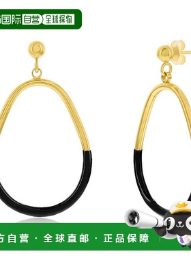 自营 simona纯银、黑色珐琅梨形耳环 - 镀金 - 黑色 美国奥莱直发