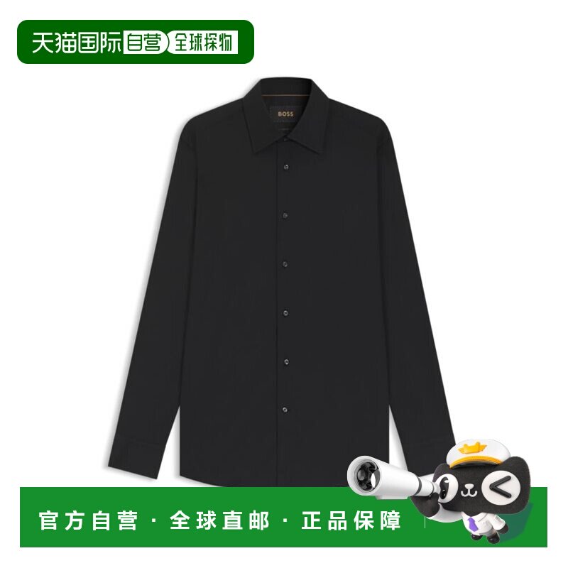 自营 boss弹力棉府绸修身衬衫-黑色 美国奥莱直发短袖长袖图片