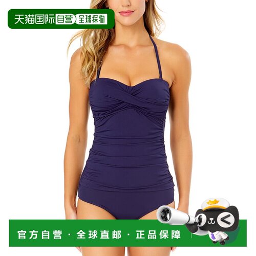 自营Anne Cole Twist Front Shirred Bandeaukini - navy 美国奥