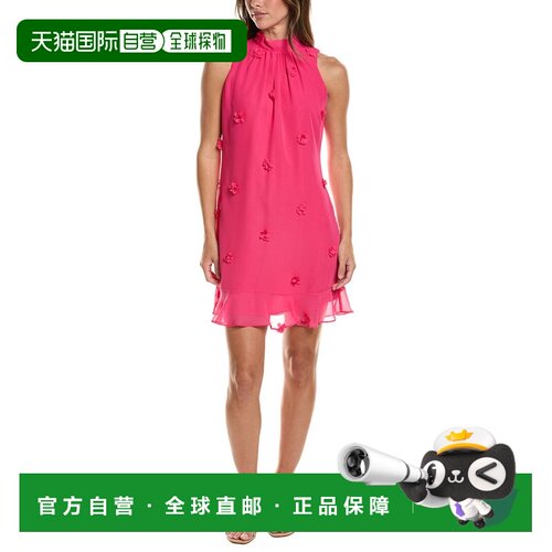 自营CeCe花领带领迷你连衣裙-粉红色 美国奥莱直发