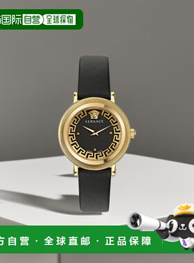 自营 versaceGreca Flourish 皮革手表 - 黑色/金色/黑色 美国奥