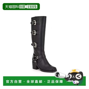 自营Nine West Karry Motorcycle Boots Womens Black Faux Leath