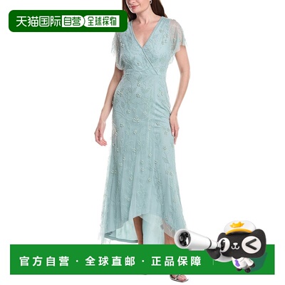 自营Adrianna Papell Surplice Bead Maxi Dress - blue 美国奥莱