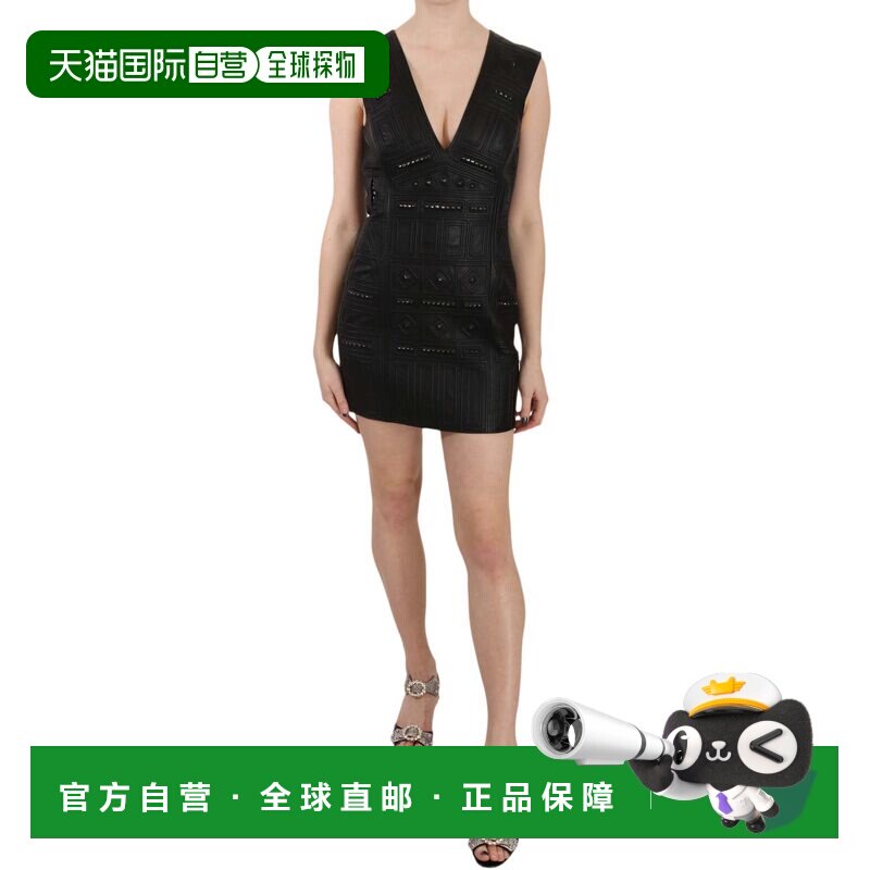 自营John Richmond Leather Studded Mini Shift Women's Dress -
