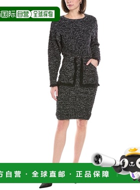 自营 Elisabetta Franchi Boucle羊毛-混合运动衫-黑色 美国奥莱