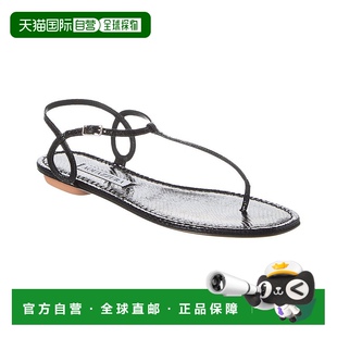 黑色 蛇纹皮革凉鞋 美国奥莱直发 Aquazzura几乎裸露 自营