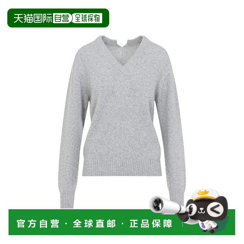 自营 carvenV领浅灰色羊绒套头衫-灰色 美国奥莱直发