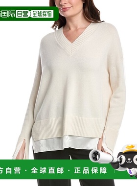 自营Lafayette 148 New York Petite Charmeuse Trimmed V-Neck S