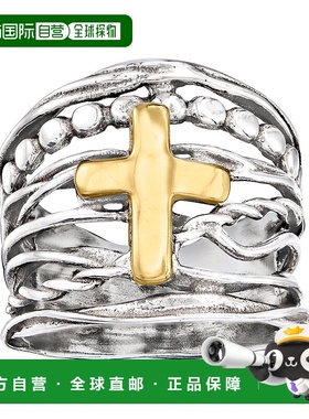 自营 Ross-Simons 纯银和 14kt 黄金多排交叉戒指 - 白色 美国奥