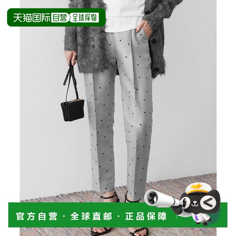 自营 ELFRANK 女士点点图案 tapered 长裤 effu761