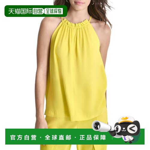 自营DKNY Halter Crinkle Blouse - yellow 美国奥莱直发