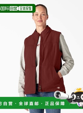 自营 dickiesWomen's Fleece Lined Duck Canvas Vest - rinsed f