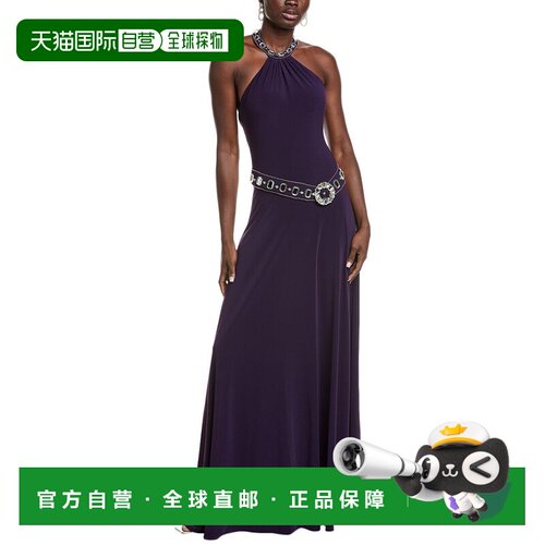 自营issue new york纽约精装Halter礼服-茄子 美国奥莱直发连衣裙