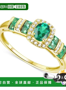 【美国直邮】macy's 通用 戒指蓝宝石纯银天然祖母绿珠宝翡翠