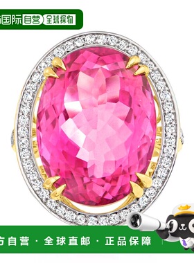 自营ross-simons罗斯-西蒙斯粉红黄玉和 . 14kt 黄金钻石戒指 -