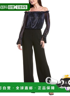 自营Adrianna Papell Crinkle Crepe Jumpsuit - navy 美国奥莱直