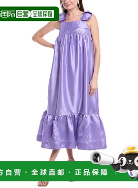 自营 AMUR Irvin Midi连衣裙-紫色 美国奥莱直发服饰