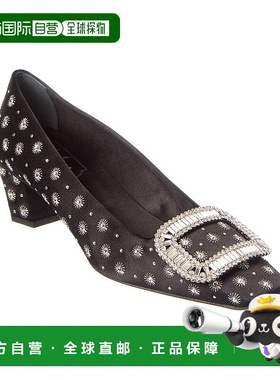 自营 Roger Vivier 迷你钻缎面高跟鞋 - 黑色 美国奥莱直发单鞋