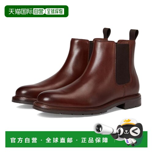 自营Cole Haan Roundhill Grand靴子男士棕色皮革脚踝切尔西ZOGG3