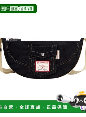 True Religion 灯芯绒柔软流浪包 - 黑色 【美国奥莱】直发斜挎包