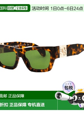 自营Palm Angels Sunglasses Square Full Rim, Yellow Frame And