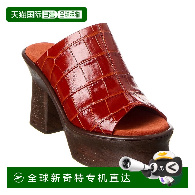 自营salvatore ferragamoFerragamo Samanta 鳄鱼压纹皮革厚底凉