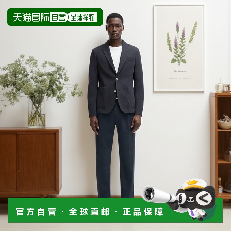 自营boss修身运动夹克，微图案棉-深蓝色 美国奥莱直发