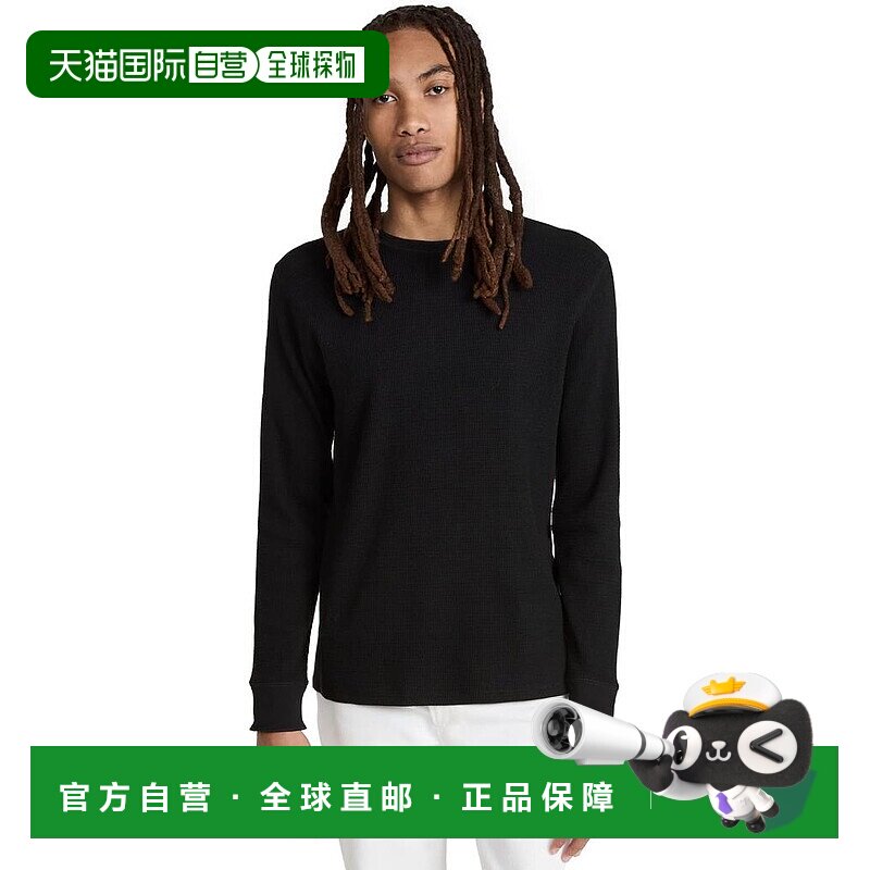 1h可退 【美国直邮】Vince男士保暖长袖圆领套头衫黑色上衣男装