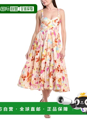 自营 AMUR Kellem丝绸混纺迷笛连衣裙-粉红色 美国奥莱直发服饰