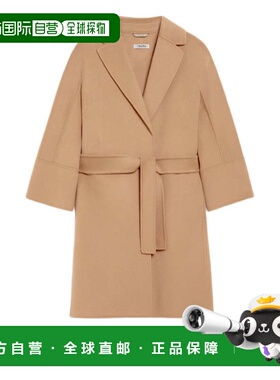 自营max maraKnee-Length Camel Coat With Notched Lapel And Wa