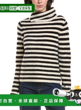 自营Vince Camuto Striped Turtleneck Top - black 美国奥莱直发