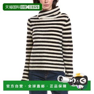 自营Vince Camuto Striped Turtleneck Top - black 美国奥莱直发
