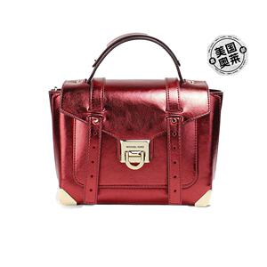 Michael Kors Manhattan中号深红色皮革顶部提手学校挎包女士包