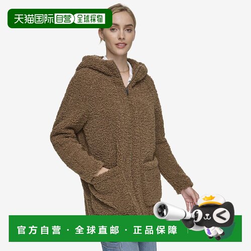 自营Andrew Marc女式Seneca软夏尔巴泰迪熊大衣-胡桃木 美国奥莱