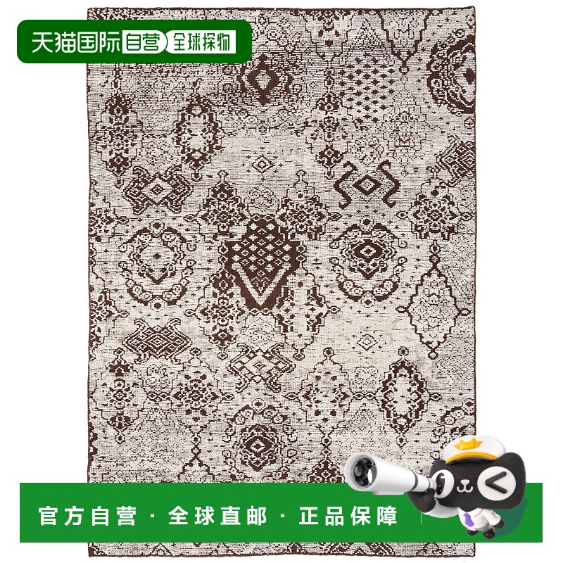 自营safavieh卡斯蒂利亚手工制作区地毯，灰色/巧克力传统风格，-