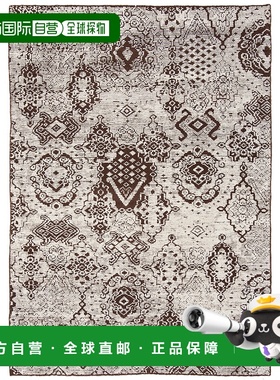 自营safavieh卡斯蒂利亚手工制作区地毯，灰色/巧克力传统风格，-