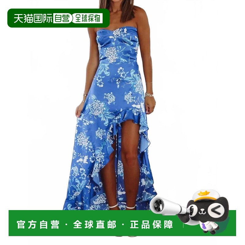 自营dress forumKasey无肩带皇家蓝花朵长裙-皇家蓝 美国奥莱直发