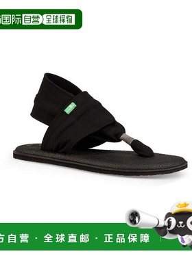 自营sanukYoga Sling 2 女式针织丁字裤露跟凉鞋 - 黑色/灰色 美