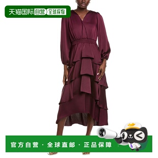 自营Anne Klein Surplice Tiered Midi Dress - purple 美国奥莱