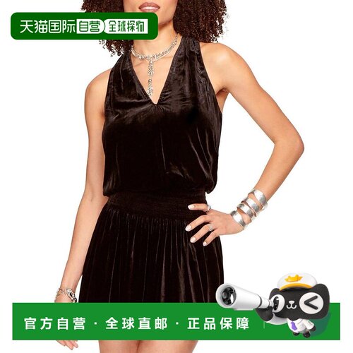 自营Ramy Brook Womens Jerry Velvet Short Mini Dress Black M