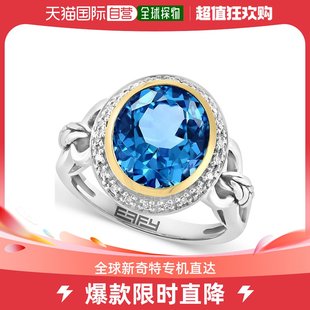 通用 effy 蓝宝石设计钻石托帕石个性 美国直邮 戒指纯银爆款