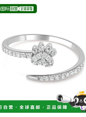自营sabrina14K White Gold Diamond Dog Paw Open Ring - white