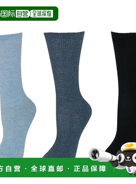 自营 gold toe女士无束缚罗纹中筒袜（3 双装）- 蓝色多色 美国奥